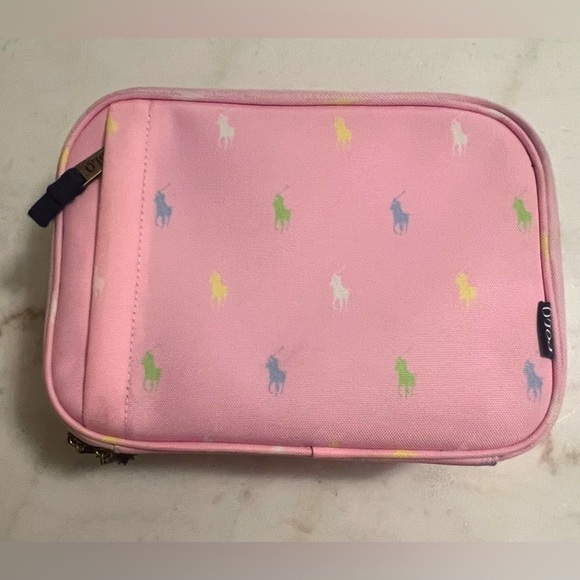 Ralph Lauren Big Pony Print Insulated Canvas Lunch Bag Tote Pink - Picture 1 of 7